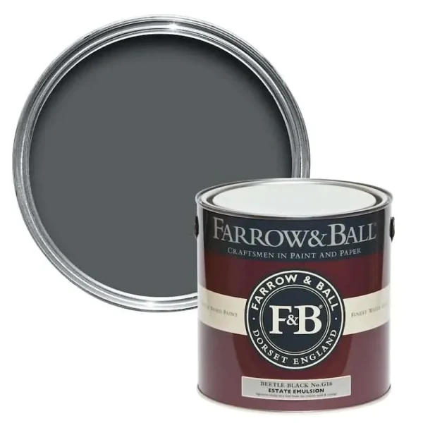 Vopsea ecologică neagră mată 7 la suta luciu pentru interior Farrow Ball Modern Emulsion Beetle Black No. G16 2.5 Litri