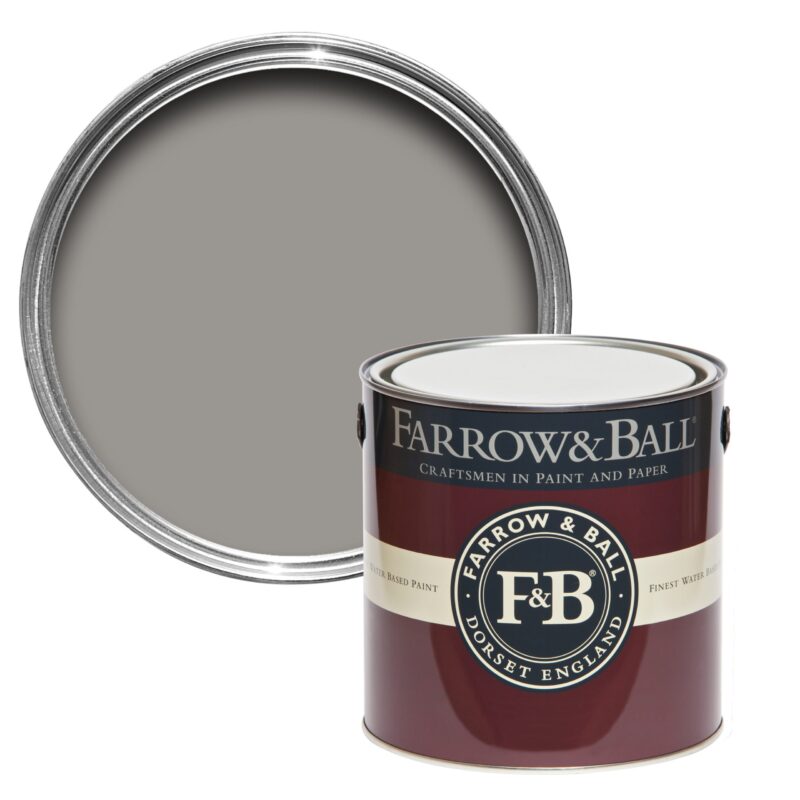 Vopsea gri lucioasa 95 la suta luciu pentru interior exterior Farrow and Ball Full Gloss Worsted No. 284 2.5 Litri - imagine 2