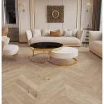 Parchet triplustratificat stejar Balos alb, lucios, 130x725x14 mm, Chevron, Barlinek