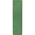 Covor pufos verde din lână lucrat manual modern model uni York Runner Forest Green 9 mm 068x240 cm YORK068240FORE