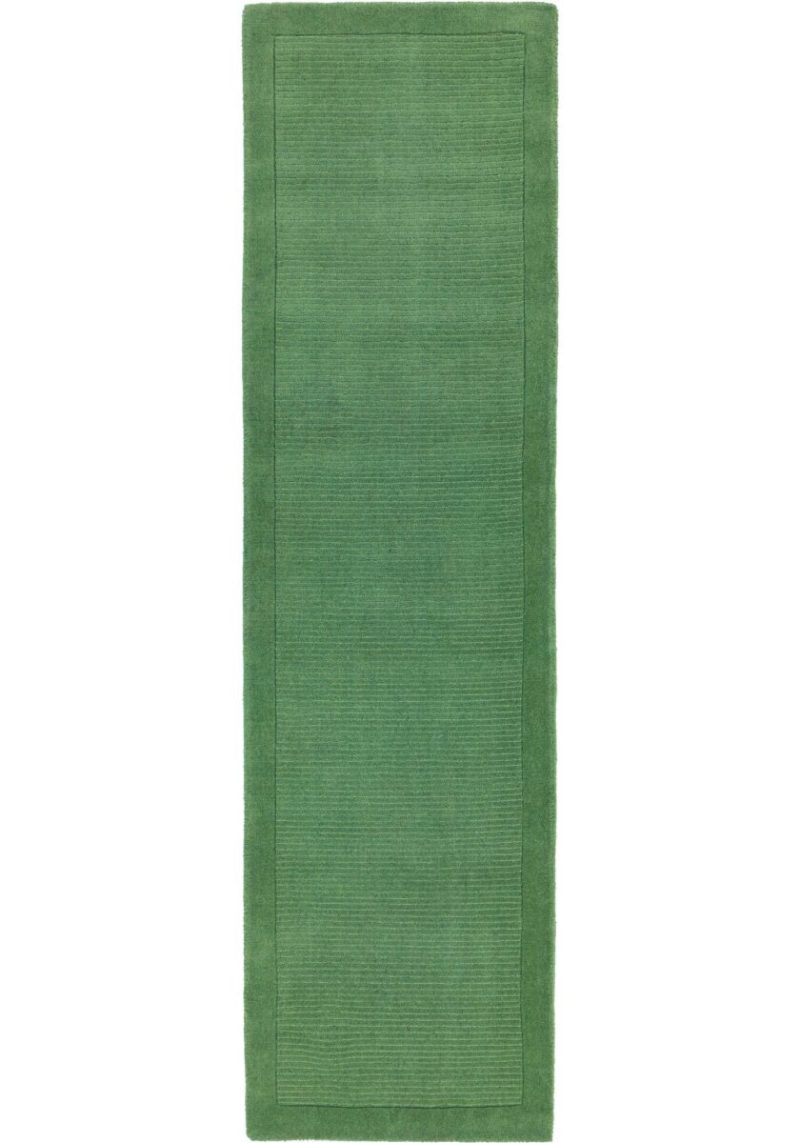 Covor pufos verde din lână lucrat manual modern model uni York Runner Forest Green 9 mm 068x240 cm YORK068240FORE - imagine 2