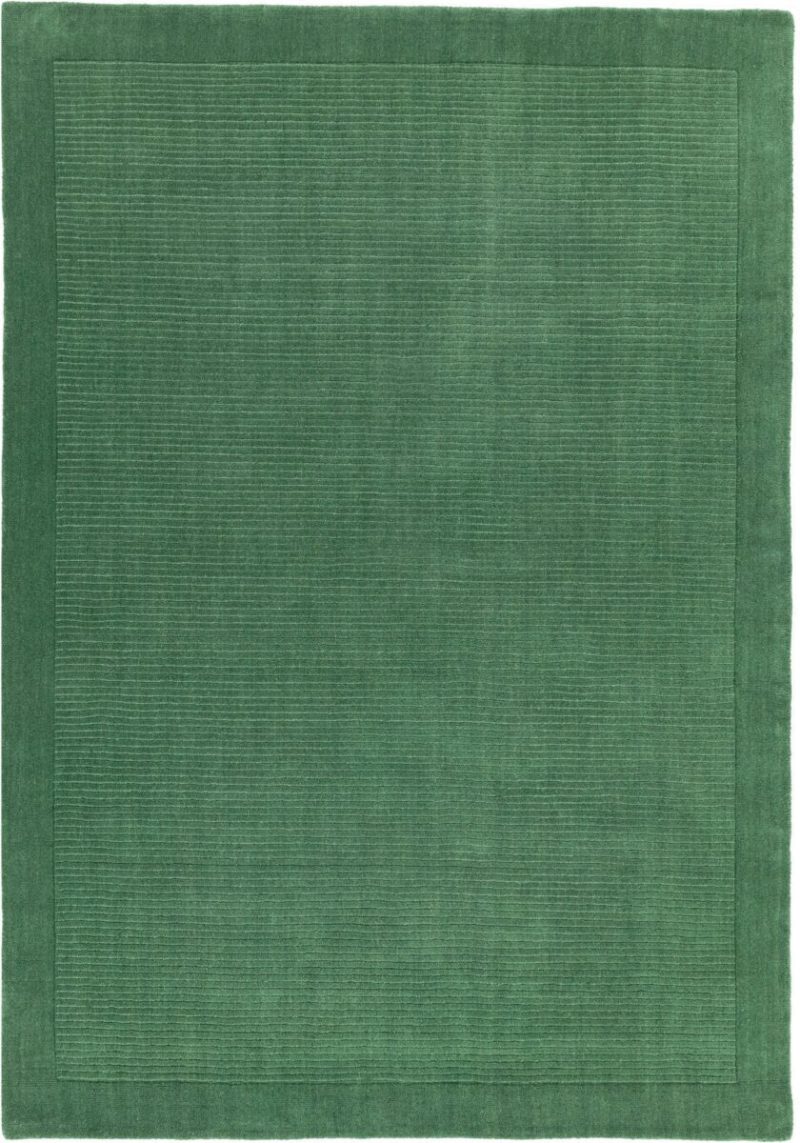 Covor pufos verde din lână lucrat manual modern model uni York Runner Forest Green 9 mm 068x240 cm YORK068240FORE - imagine 4