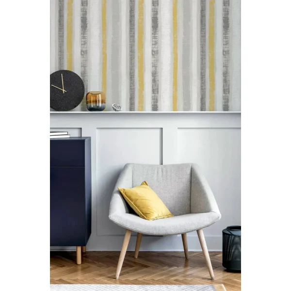 Tapet Arthouse Painted Stripe Ochre & Grey color ocre 1005 mm x 53 cm