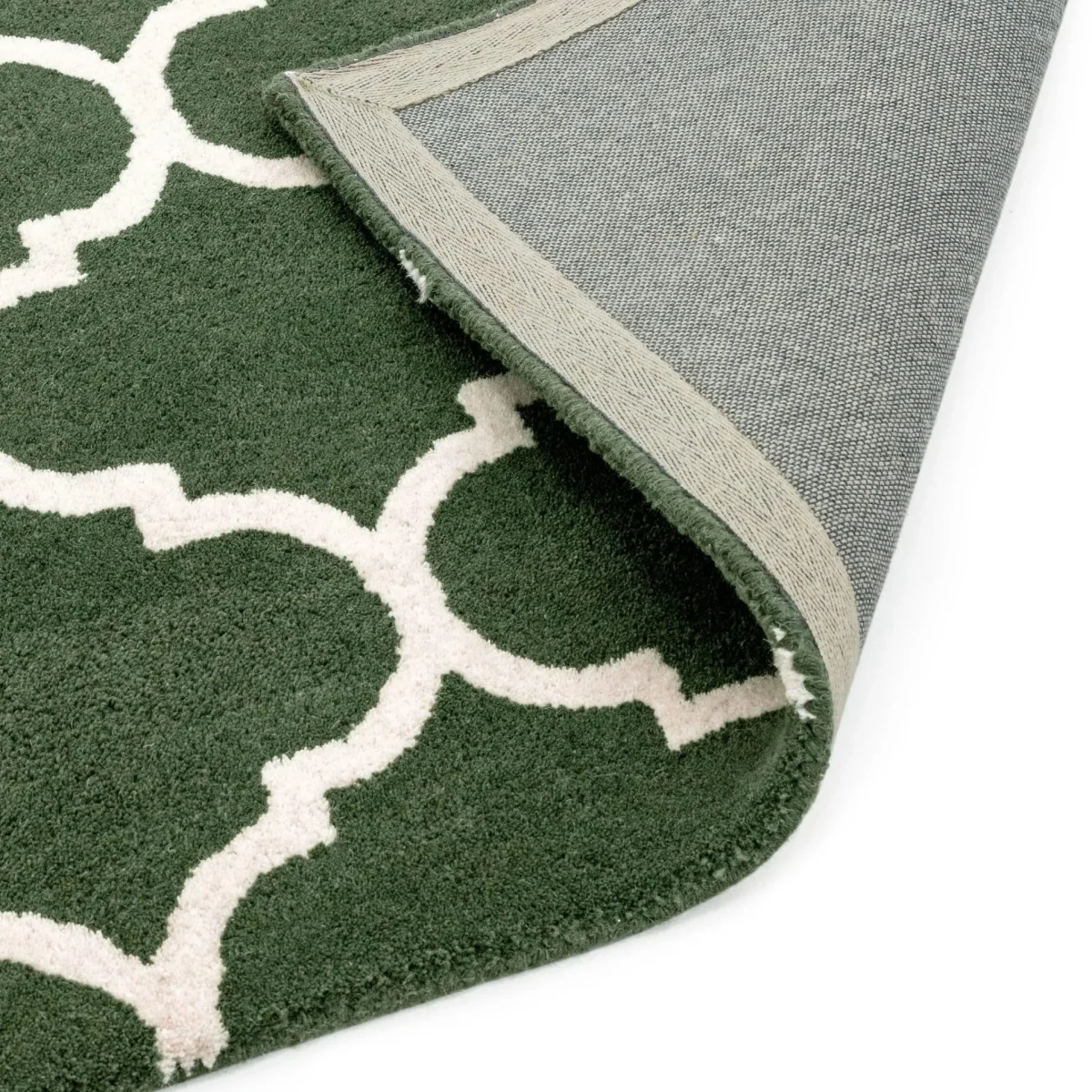 Covor verde din lana, model morroccan geometric, Albany Ogee Green 12 mm 120x170 cm