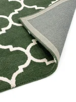 Covor verde din lana, model morroccan geometric, Albany Ogee Green 12 mm 120x170 cm
