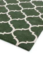 Covor verde din lana, model morroccan geometric, Albany Ogee Green 12 mm 120x170 cm