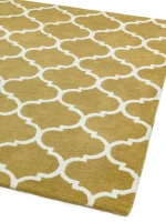 Covor ocru din lana lucrat manual modern model morroccan geometric Albany Ogee Ochre 12 mm 80x150 cm ALBA080150OCHR