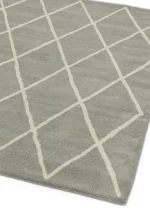 Covor argintiu din lana lucrat manual modern model morroccan geometric Albany Diamond Silver 12 mm 120x170 cm ALBA120170SILV