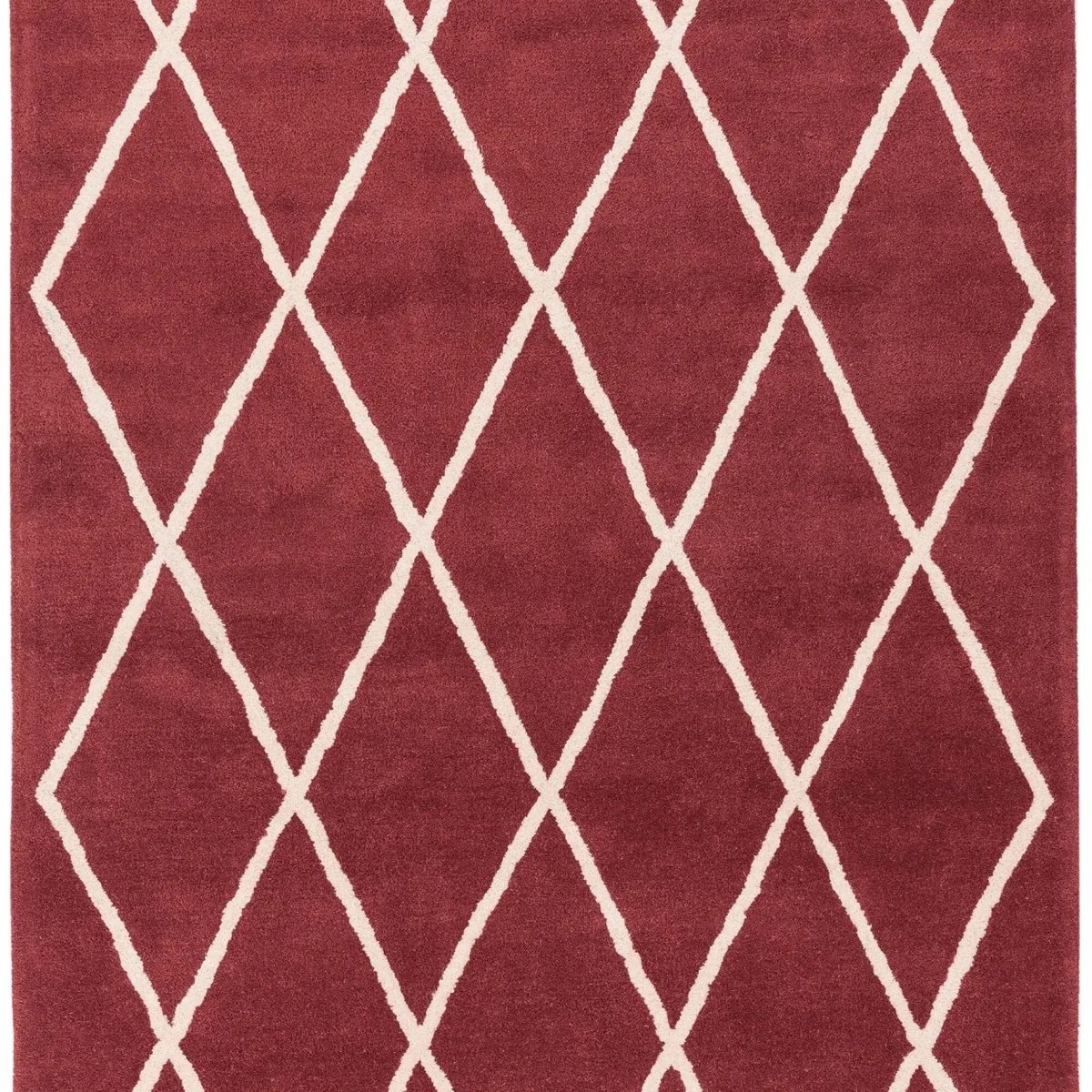 Covor rosu din lana lucrat manual modern model morroccan geometric Albany Diamond Berry 12 mm 120x170 cm ALBA120170BERR