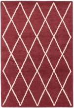 Covor rosu din lana lucrat manual modern model morroccan geometric Albany Diamond Berry 12 mm 120x170 cm ALBA120170BERR