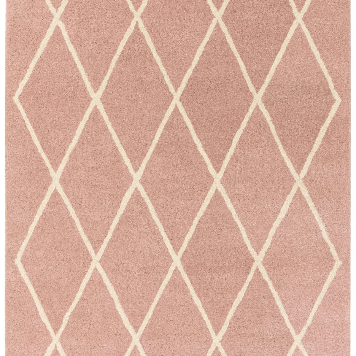 Covor roz din lana lucrat manual modern model morroccan geometric Albany Diamond Pink 12 mm 160x230 cm ALBA160230PINK