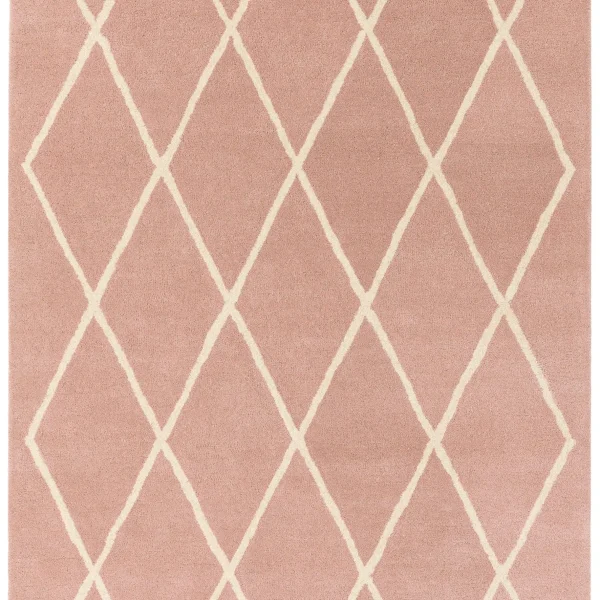 Covor roz din lana lucrat manual modern model morroccan geometric Albany Diamond Pink 12 mm 120x170 cm ALBA120170PINK