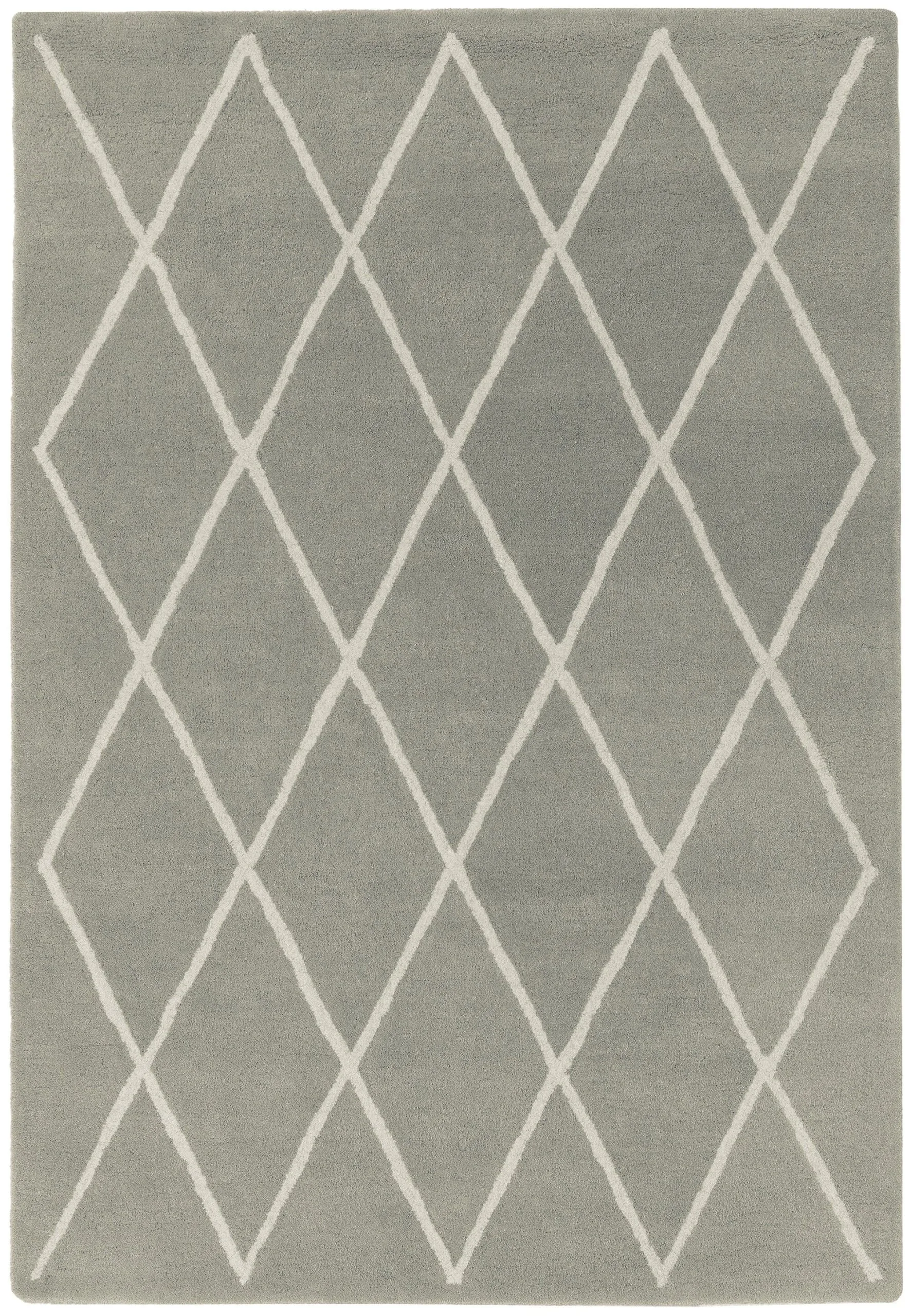 Covor modern argintiu, lână, model marocan, Albany Diamond Silver, 160×230 cm