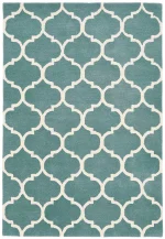 Covor ou de rata din lana lucrat manual modern model morroccan geometric Albany Ogee Duck Egg 12 mm 120x170 cm ALBA120170DUCK