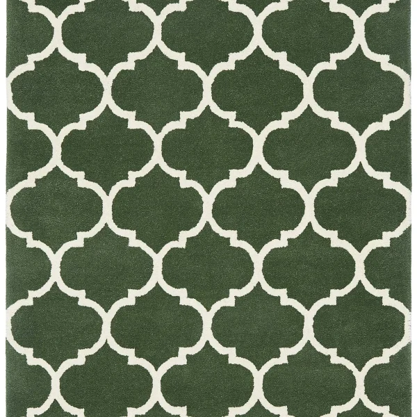 Covor verde din lana, model morroccan geometric, Albany Ogee Green 12 mm 120x170 cm