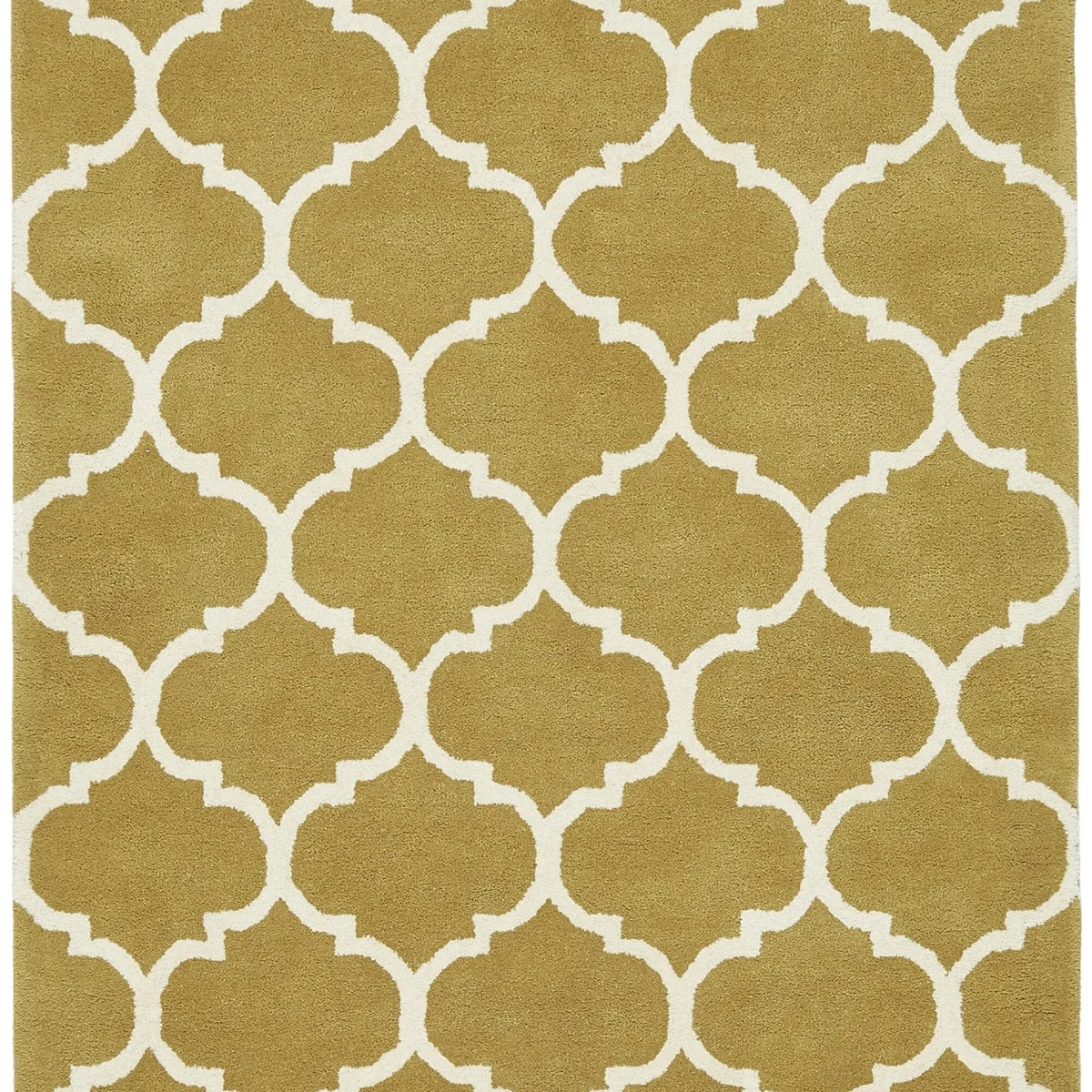 Covor ocru din lana lucrat manual modern model morroccan geometric Albany Ogee Ochre 12 mm 80x150 cm ALBA080150OCHR