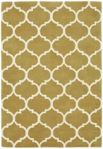 Covor ocru din lana lucrat manual modern model morroccan geometric Albany Ogee Ochre 12 mm 80x150 cm ALBA080150OCHR