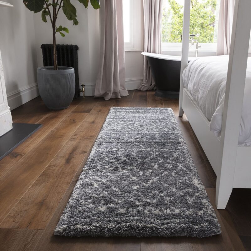 Covor gri crem din polipropilena modern shaggy model geometric Alto Grey and Cream 50 mm 80x240 cm ALTO0802400005 - imagine 3