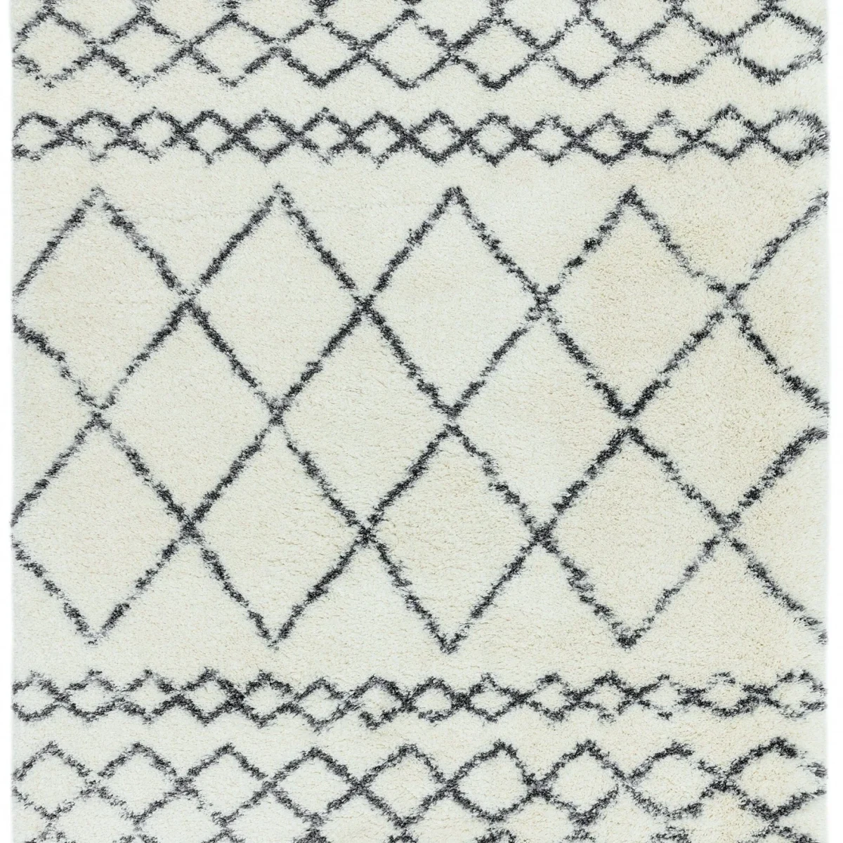 Covor crem gri din polipropilena modern shaggy model geometric Alto Cream and Grey 50 mm 80x150 cm ALTO0801500002