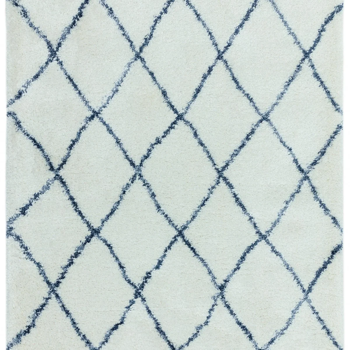 Covor crem albastru din polipropilena modern shaggy model geometric Alto Cream and Blue 50 mm 80x150 cm ALTO0801500003