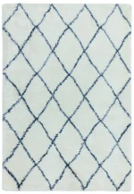 Covor crem albastru din polipropilena modern shaggy model geometric Alto Cream and Blue 50 mm 80x150 cm ALTO0801500003