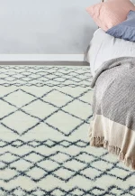 Covor crem gri din polipropilena modern shaggy model geometric Alto Cream and Grey 50 mm 80x150 cm ALTO0801500002