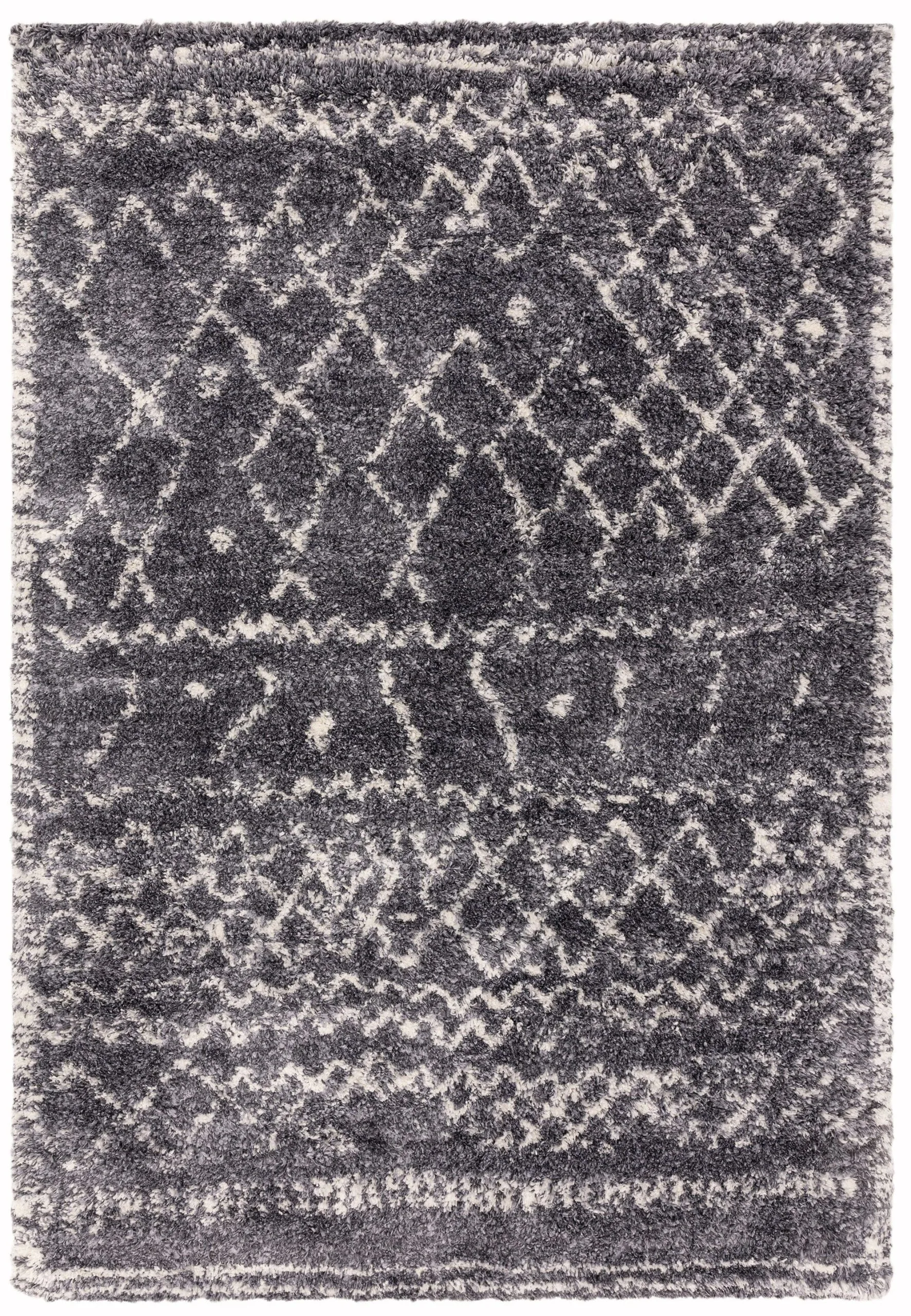 Covor gri crem geometric shaggy Alto 80×240 cm