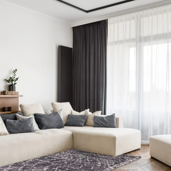 Covor gri crem din polipropilena modern shaggy model geometric Alto Grey and Cream 50 mm 80x150 cm ALTO0801500005