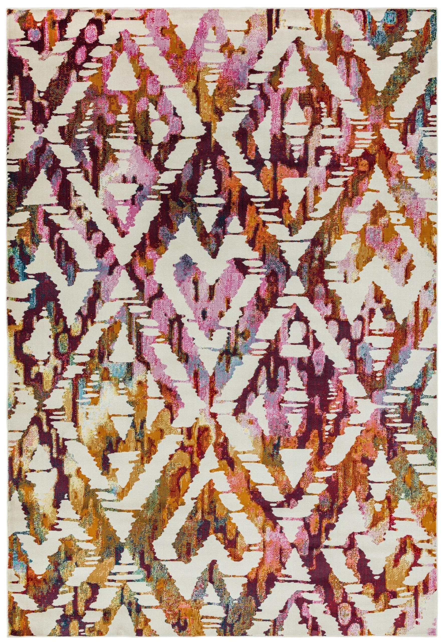 Covor roz portocaliu geometric Amelie, Asiatic London, 200×290 cm