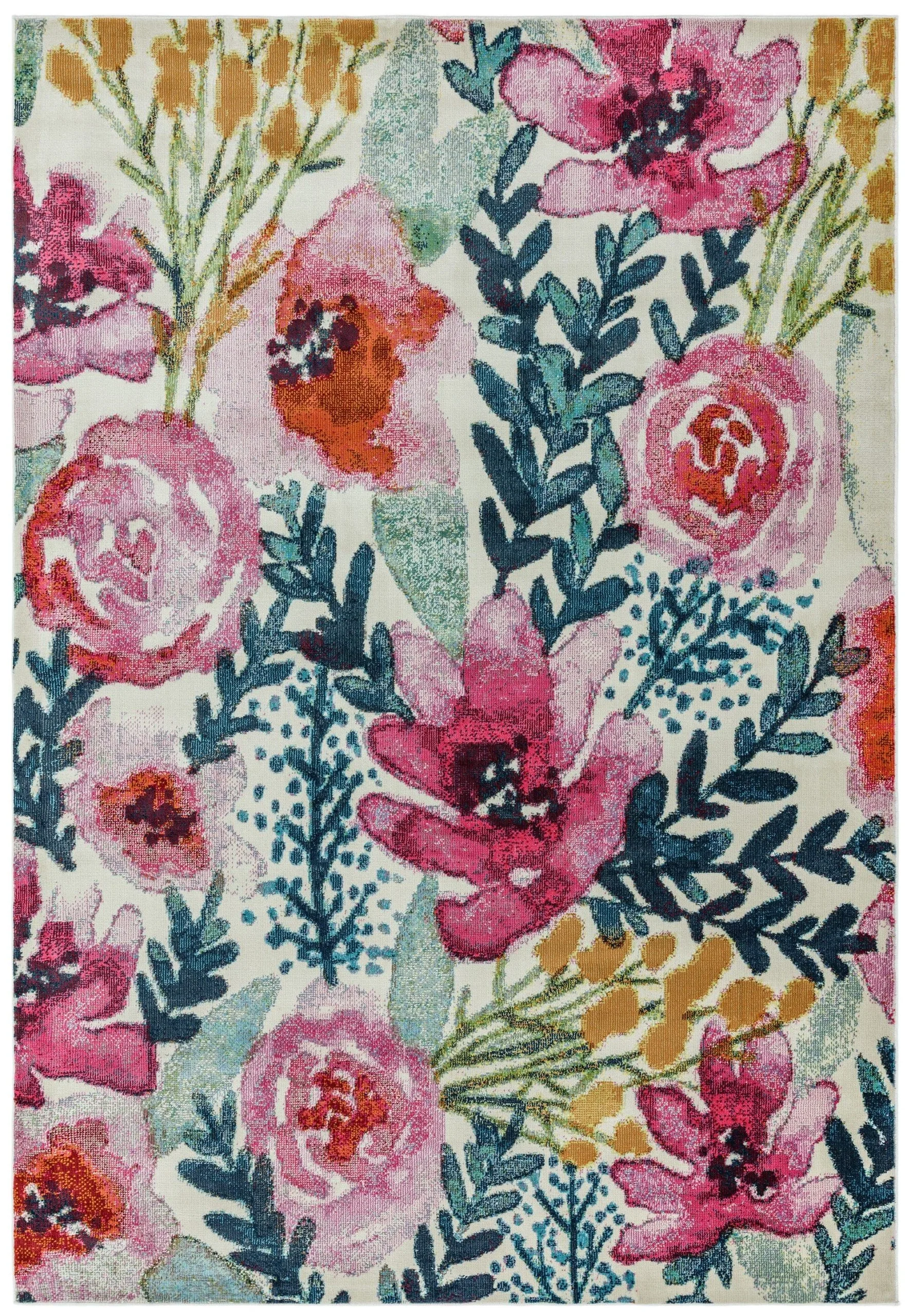 Covor decorativ floral, multicolor, polipropilena, Amelie Meadow, 80×150 cm