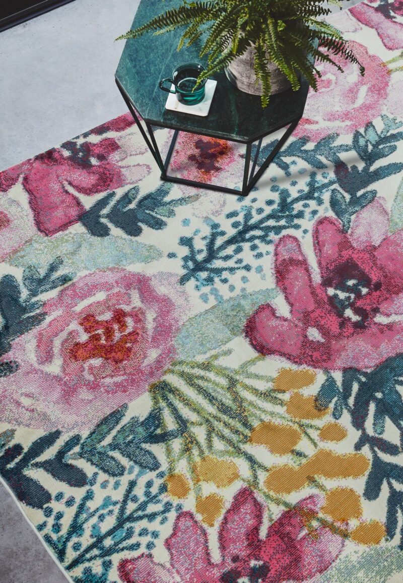 Covor decorativ floral, multicolor, polipropilena, Amelie Meadow, 80×150 cm