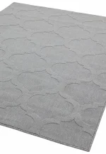 Covor gri din polipropilena modern outdoor model geometric 3d Antibes Grey Trellis 6 mm 80x150 cm ANTB080150AN01