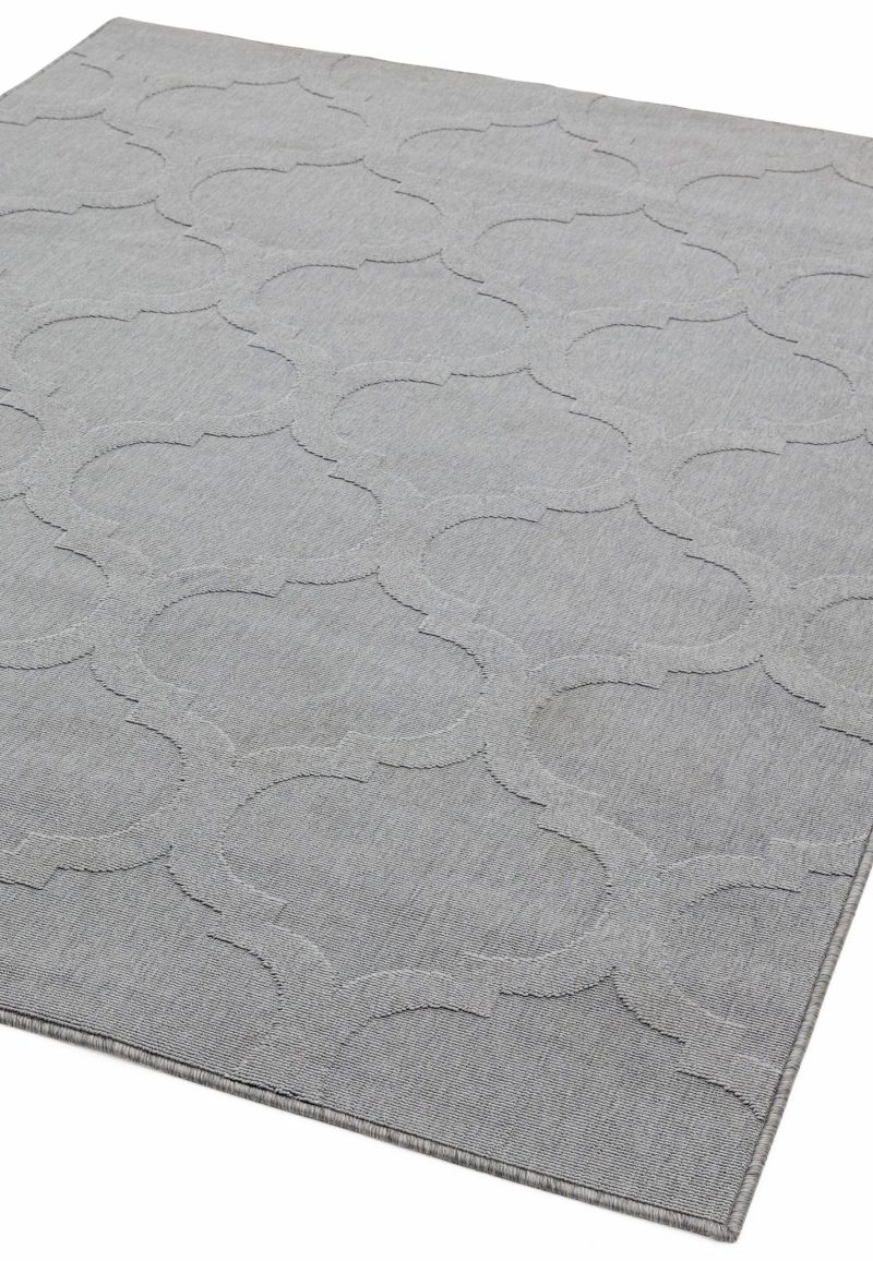 Covor gri din polipropilena modern outdoor model geometric 3d Antibes Grey Trellis 6 mm 160x230 cm ANTB160230AN01 - imagine 2