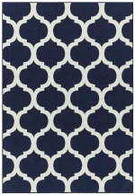 Covor albastru din polipropilena modern outdoor model geometric 3d Antibes Blue Trellis 6 mm 120x170 cm ANTB120170AN02