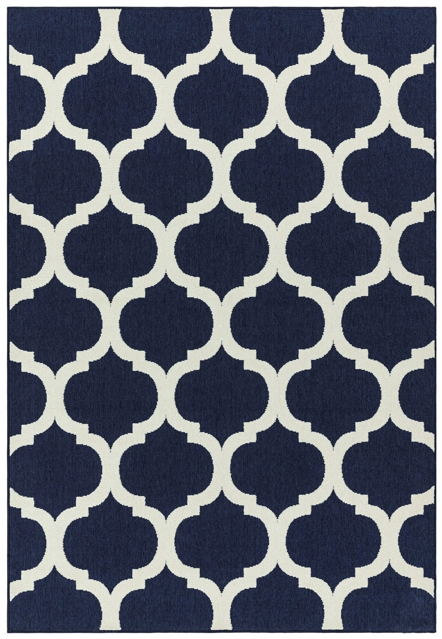 Covor bleumarin cu model geometric Antibes Blue Trellis 120×170 cm