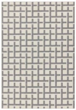Covor alb gri din polipropilena modern outdoor model geometric 3d Antibes White Grey Grid 6 mm 80x150 cm ANTB080150AN03