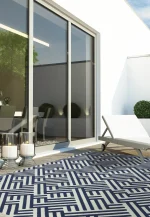 Covor albastru alb geometric Antibes Asiatic London 80x150 cm