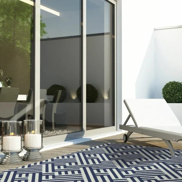 Covor albastru alb geometric Antibes Asiatic London 80x150 cm