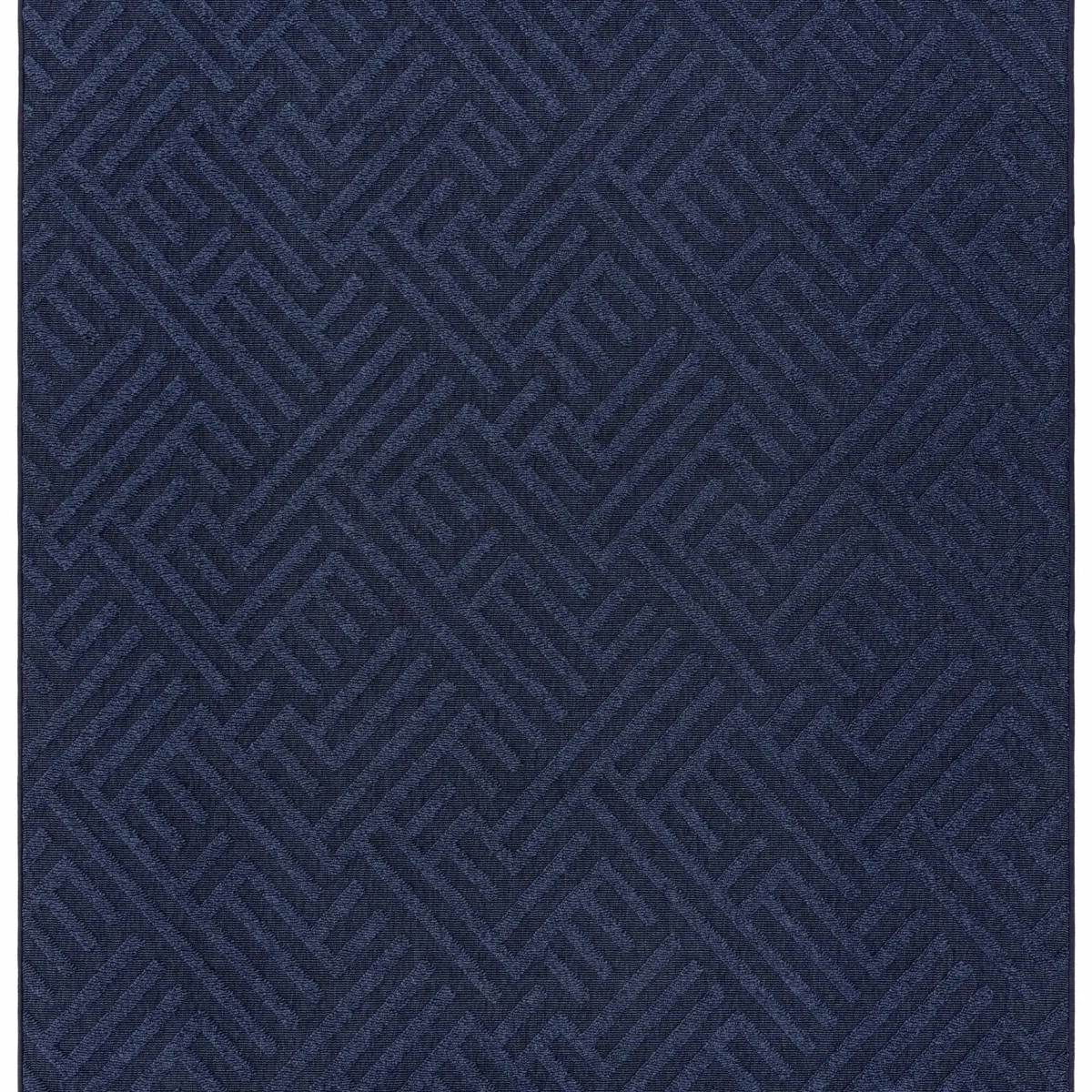 Covor albastru din polipropilena modern outdoor model geometric 3d Antibes Blue Linear 6 mm 80x150 cm ANTB080150AN05