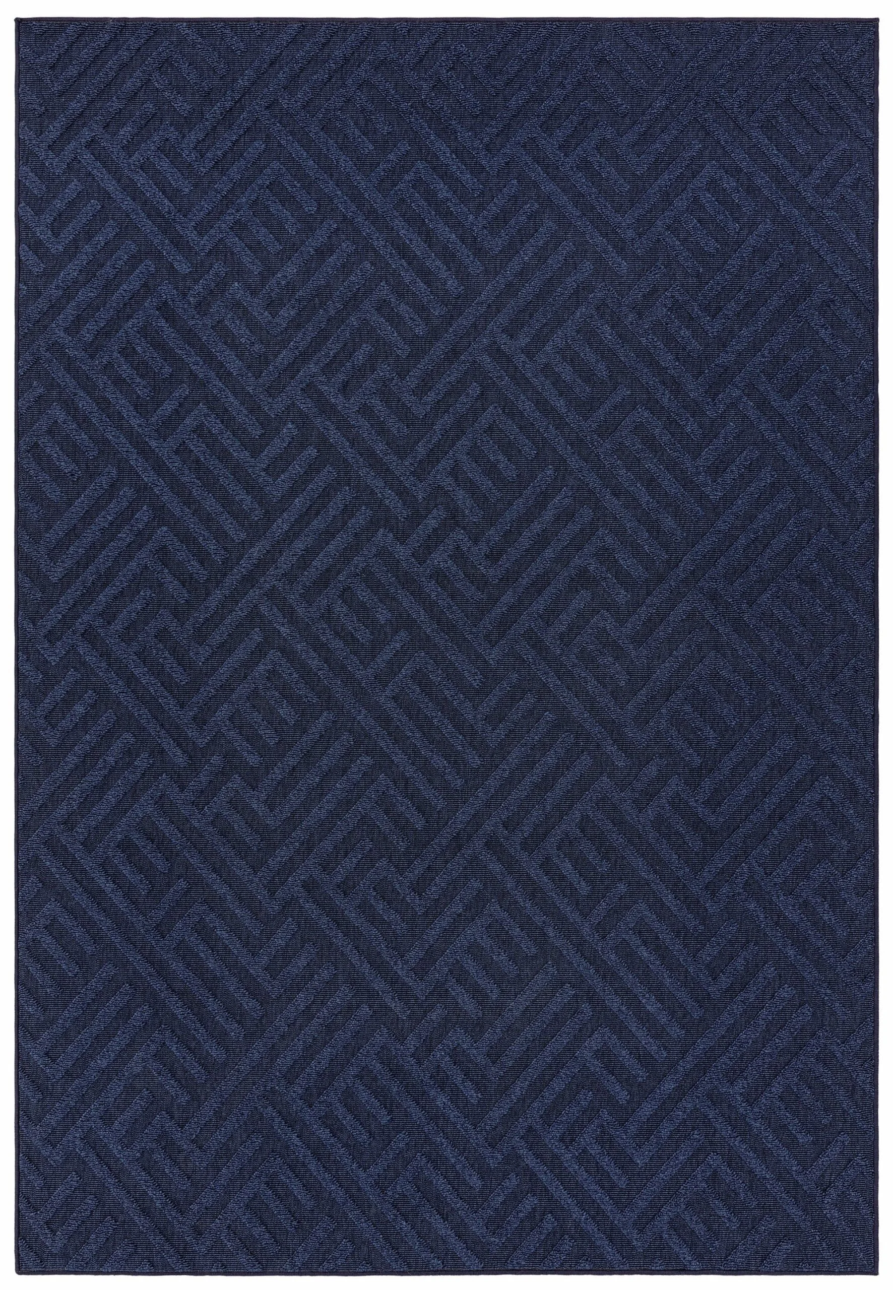 Covor albastru țesut geometric Antibes Blue, Linear, 120×170 cm