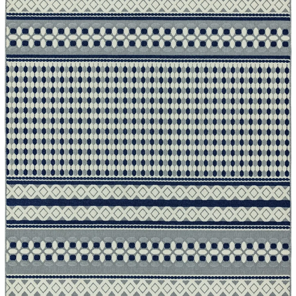 Covor albastru alb din polipropilena modern outdoor model geometric 3d Antibes Blue White Geometric 6 mm 120x170 cm ANTB120170AN06