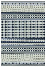 Covor albastru alb din polipropilena modern outdoor model geometric 3d Antibes Blue White Geometric 6 mm 120x170 cm ANTB120170AN06