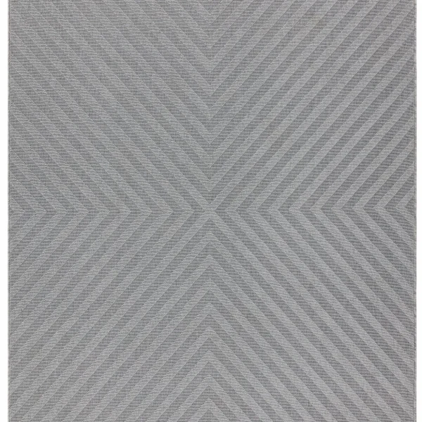 Covor gri din polipropilena modern outdoor model geometric 3d Antibes Light Grey Arrow 6 mm 80x150 cm ANTB080150AN07