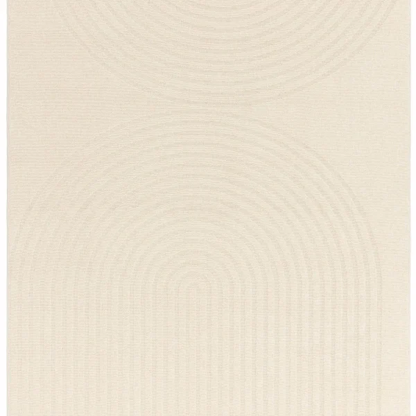 Covor alb din polipropilena modern outdoor model geometric 3d Antibes White Deco 6 mm 80x150 cm ANTB080150AN08