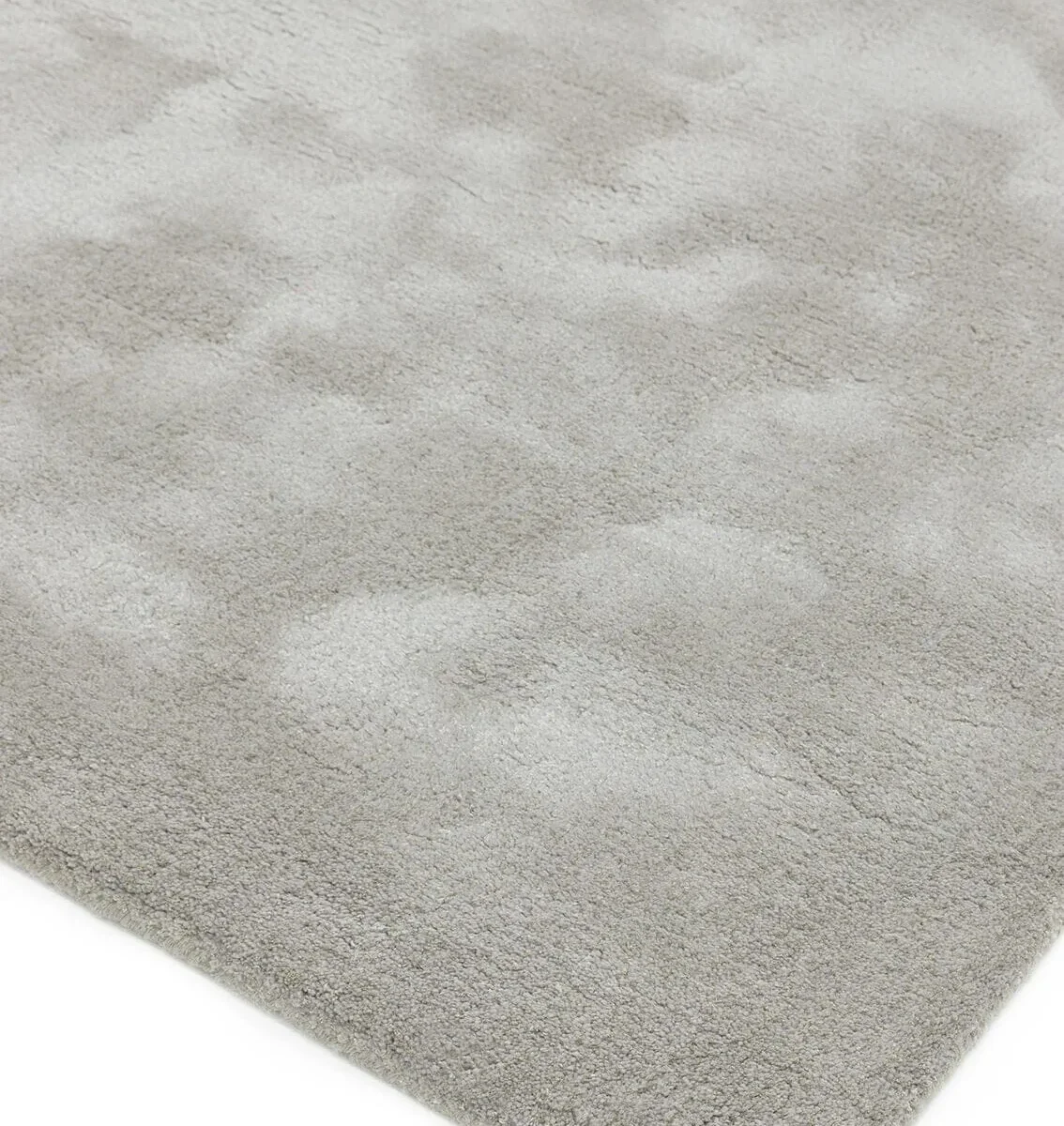 Covor gri din lana viscoza lucrat manual modern model uni Aran Feather Grey 20 mm 160x230 cm ARAN160230FEAT