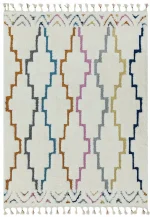 Covor pufos din polipropilena shaggy model morroccan geometric boho Ariana Trellis 30 mm 80x150 cm ARIA0801500001