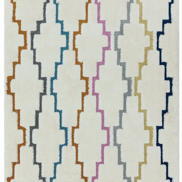 Covor pufos din polipropilena shaggy model morroccan geometric boho Ariana Trellis 30 mm 80x150 cm ARIA0801500001