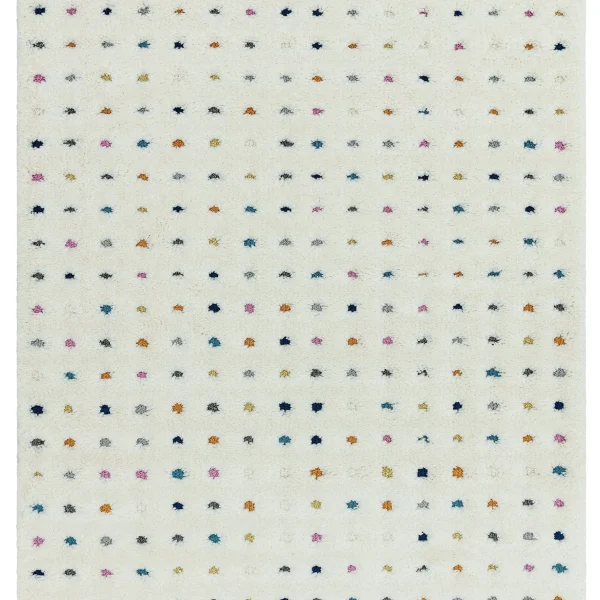 Covor pufos din polipropilena shaggy model morroccan geometric boho Ariana Dotty Multi 30 mm 80x150 cm ARIA0801500002