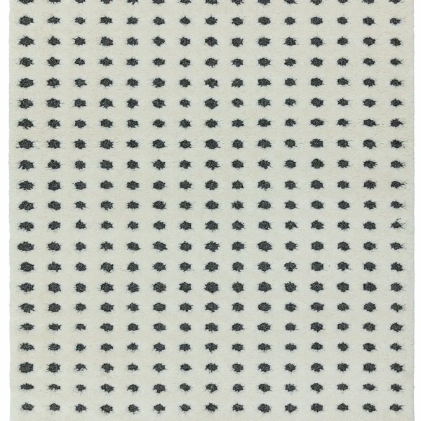Covor pufos din polipropilena shaggy model morroccan geometric boho Ariana Dotty Grey 30 mm 80x150 cm ARIA0801500005