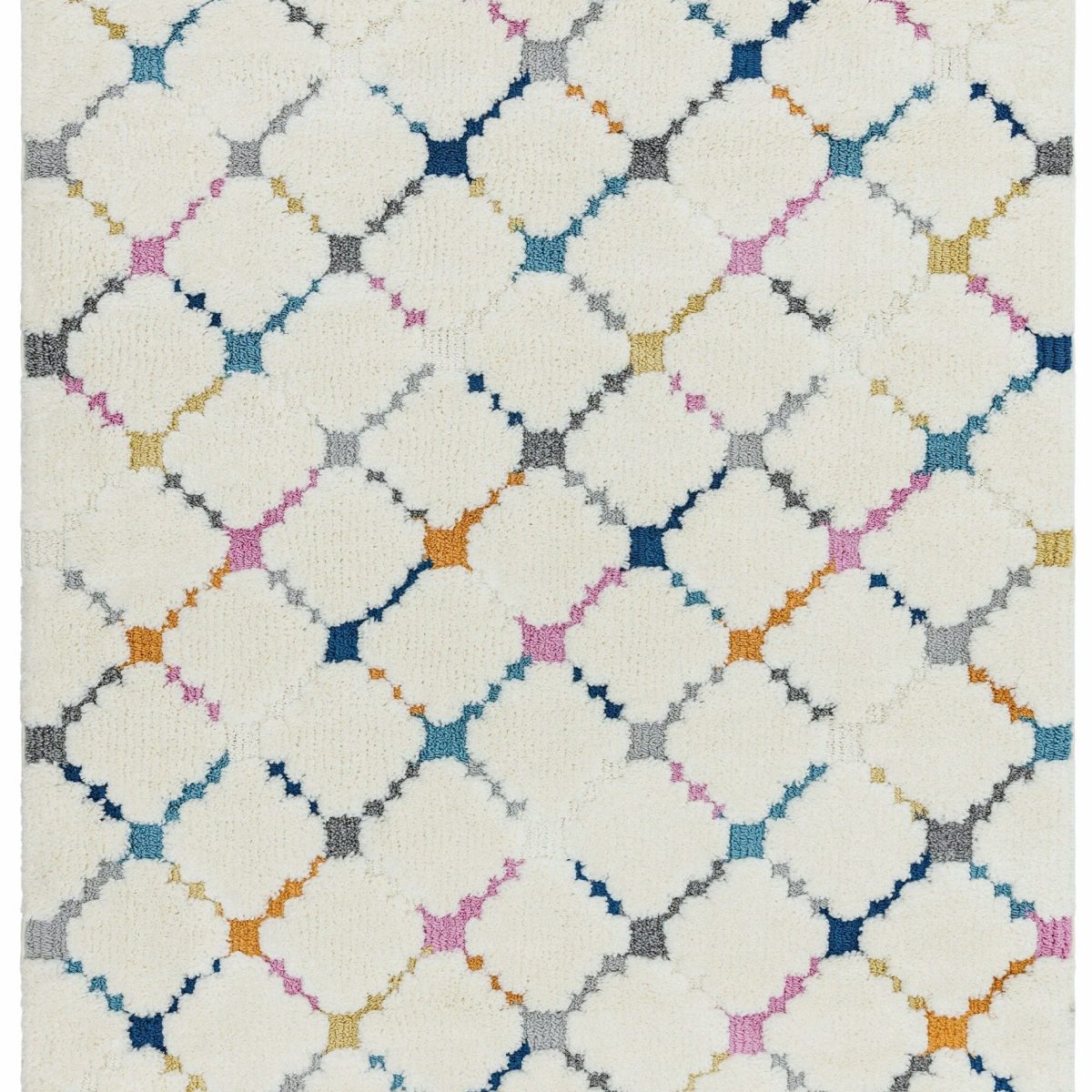 Covor pufos din polipropilena shaggy model morroccan geometric boho Ariana Criss Cross 30 mm 80x150 cm ARIA0801500008